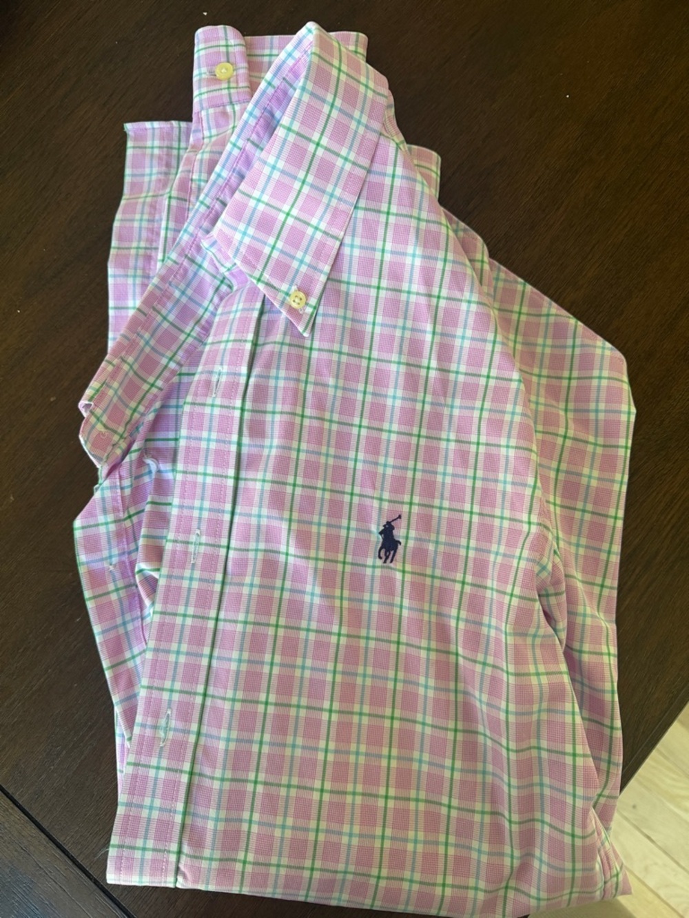 Polo by Ralph Lauren Pink Plaid Shirt with Green & White Accent